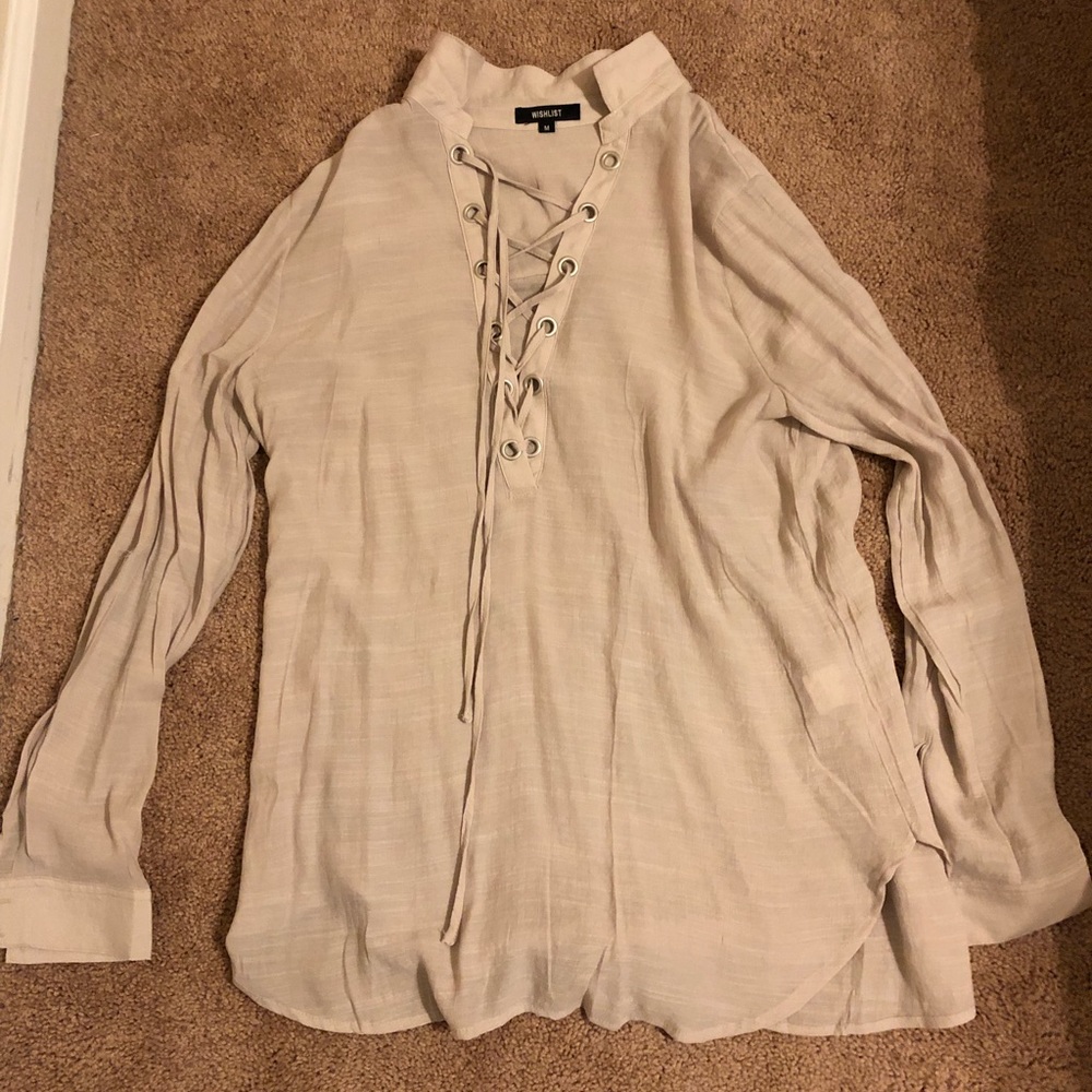 Long sleeve tie blouse